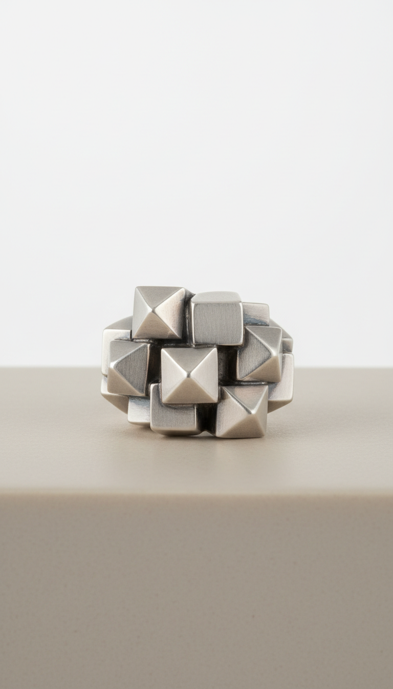 Sterling silver oversized geometric ring
