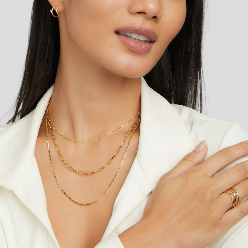 Paperclip chain necklace in stainless steel – close-up of link detail