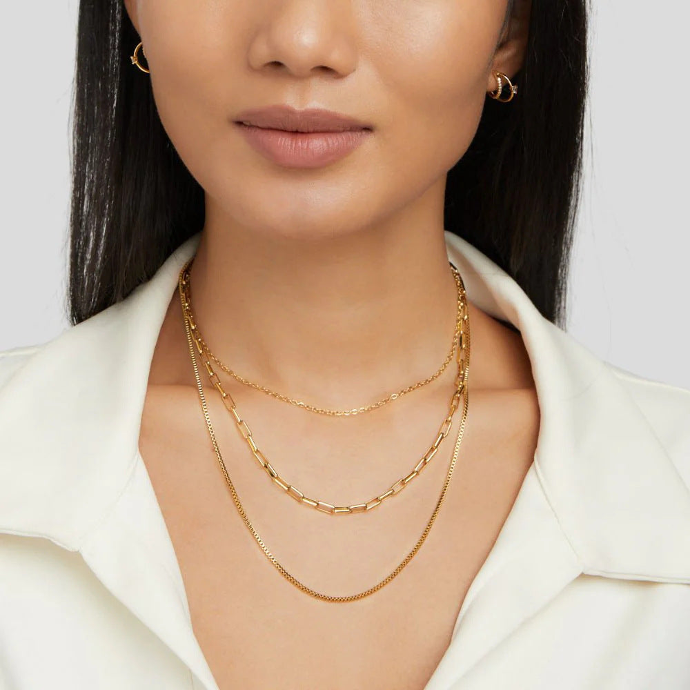 Paperclip chain necklace in stainless steel – gold tone