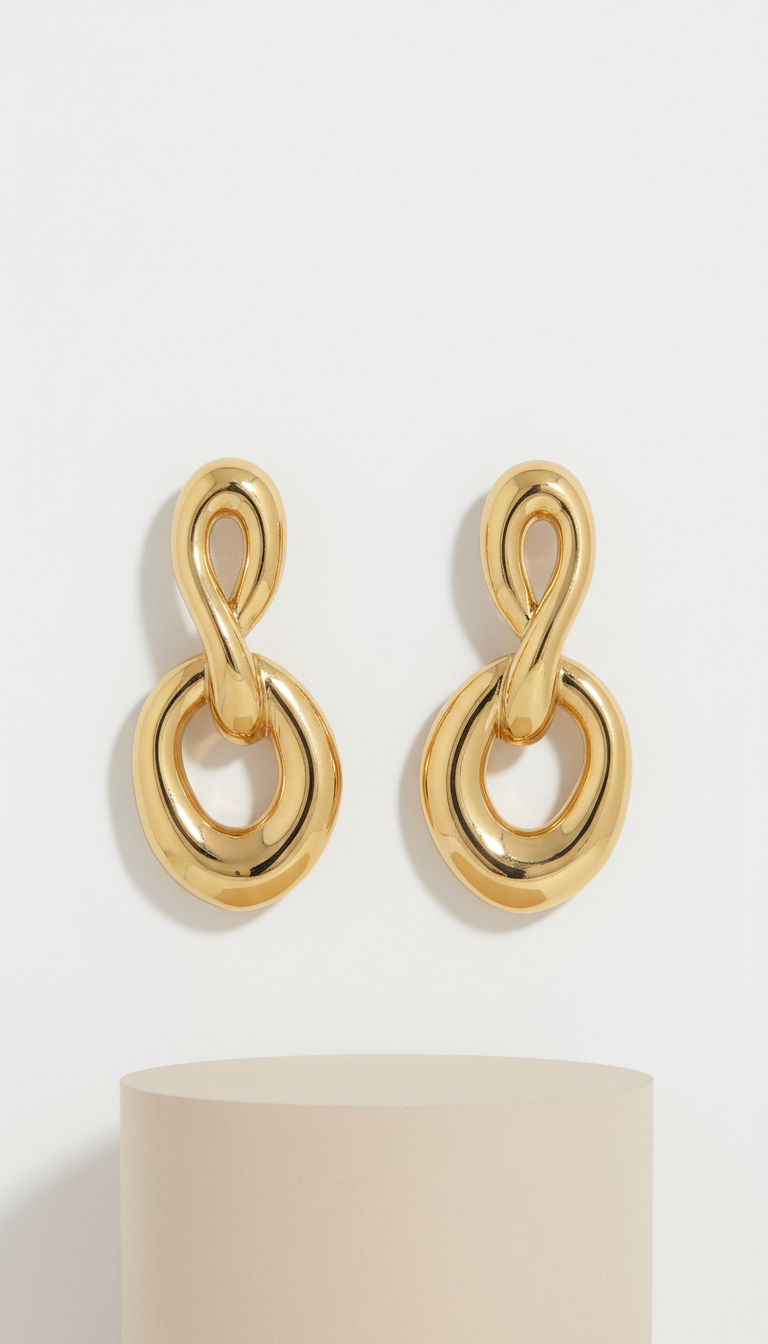 18k gold-plated sculptural statement earrings