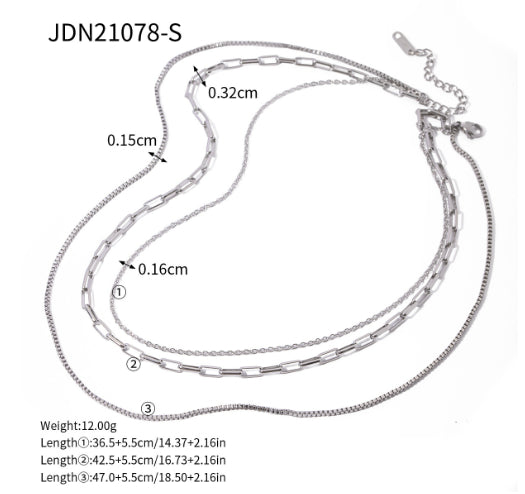Paperclip chain necklace in stainless steel – silver tone