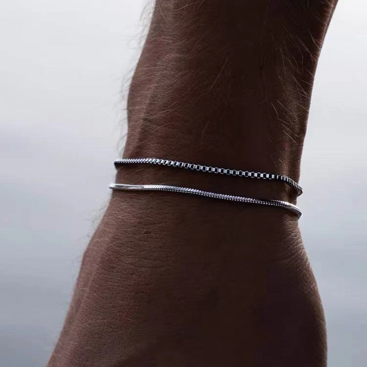 Double-layer bracelet in nickel-free 316L stainless steel – main view